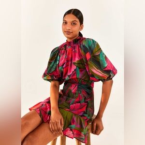 Farm Rio Midnight Leaves Mini Dress NWT